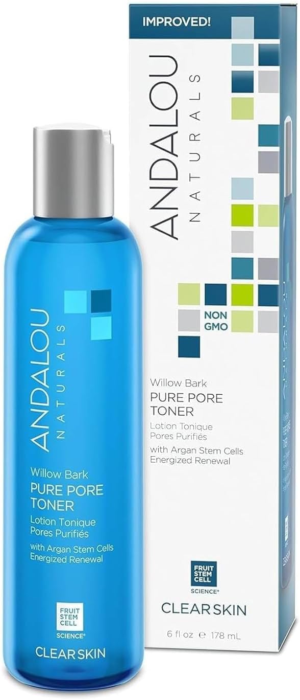 Andalou Naturals Toner Ounces, Willow Bark Pure Pore, 6 Fl Oz (Pack of 2)