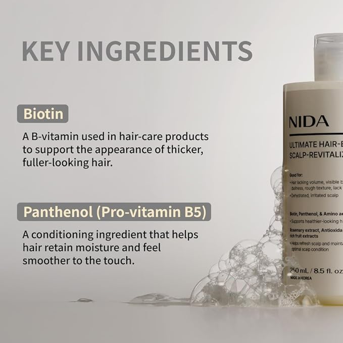NIDA Ultimate Hair-Bonding & Scalp-Revitalizing Shampoo | Leaves Hair Feeling Soft, Strengthens & Nourishes All Hair Types | 8.5 fl. oz., 250ml