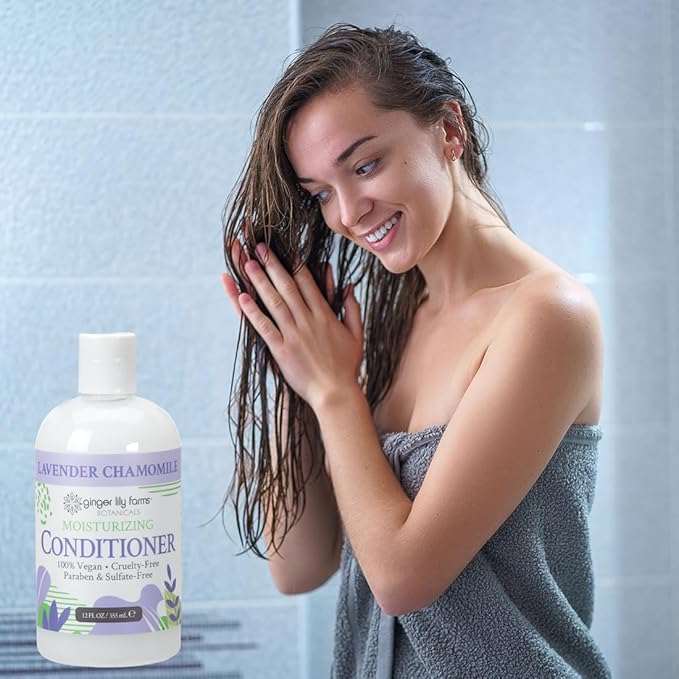 Ginger Lily Farms Botanicals Moisturizing Conditioner for Dry Hair, 100% Vegan & Cruelty-Free, Lavender Chamomile Scent, 12 Fl Oz