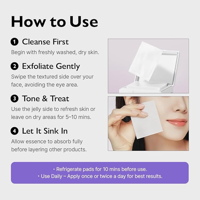 Genabelle Melacare Jelly Touch Dual Pad – Radiance-Boosting & Hydrating Toner Pads with Niacinamide & Tranexamic Acid – Targets Dark Spots and Hyperpigmentation – 4.05 fl oz