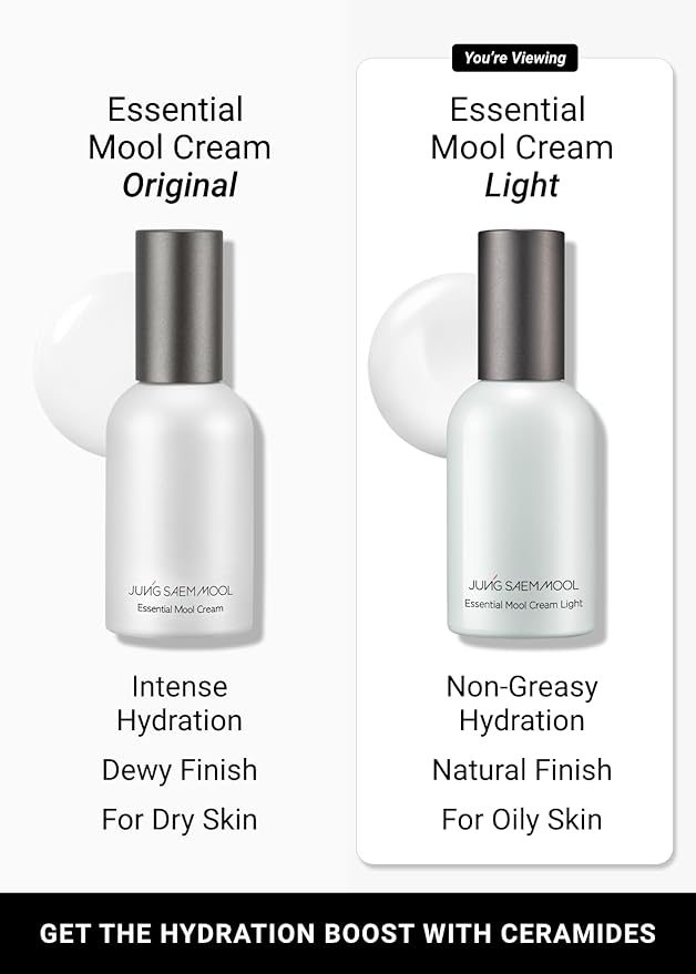 JUNG SAEM MOOL Essential Mool Cream | Hydrating Primer for a Long-Lasting Foundation Makeup, Glow Finish, Centella and Panthenol for Glass Skin, Korean Skincare (Light, 1.7 Fl Oz)