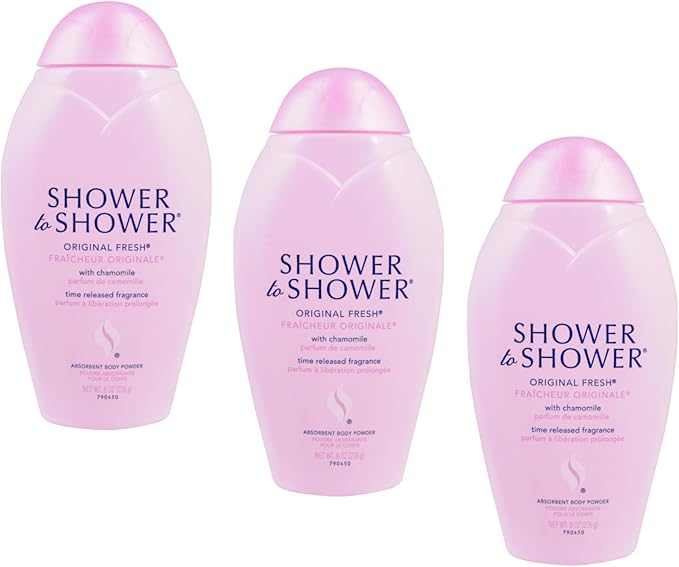 Shower to Shower Original Fresh Body Powder with Chamomile for Men & Women, Talc Free, Sweat Absorbing, Prevents Chafing & Odor, 8 OZ (3 Pack)