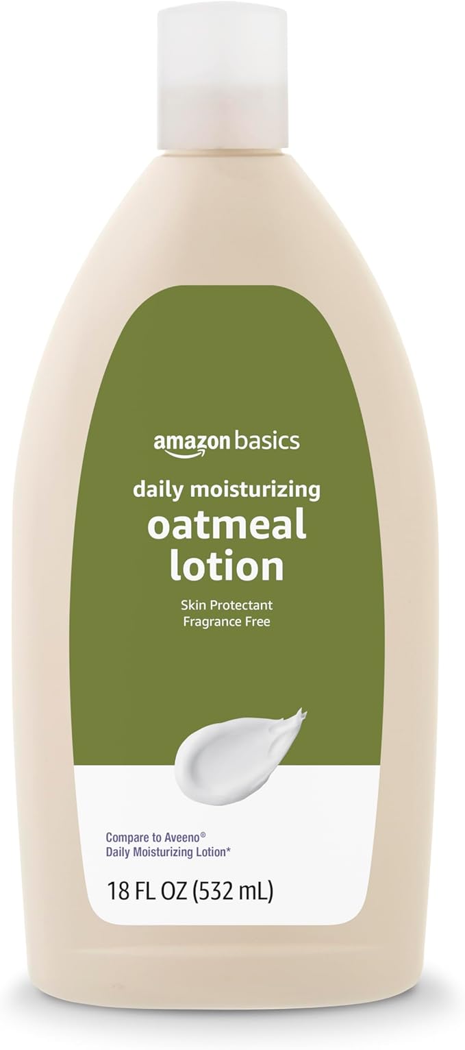 Amazon Basics Daily Moisturizing Oatmeal Body Lotion, Fragrance Free, Non-Comedogenic, Soothing Skin Protectant Moisturizer, 18 Fl Oz (Pack of 6) (Previously Solimo)