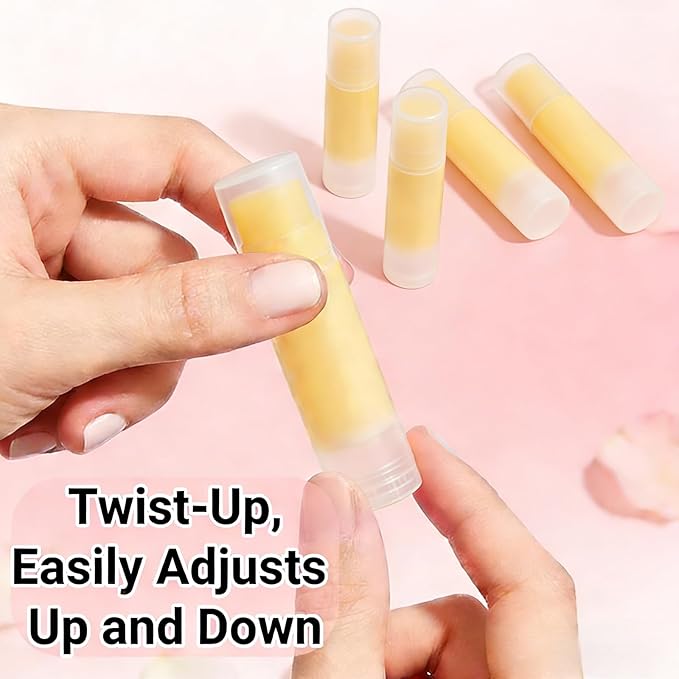 50 Pack Clear Lip Balm Tubes, BPA Free Empty Lip Balm Containers with Caps, Round Cosmetic Containers for DIY Lipstick, Homemade Lip Gloss & Craft Projects (Clear)