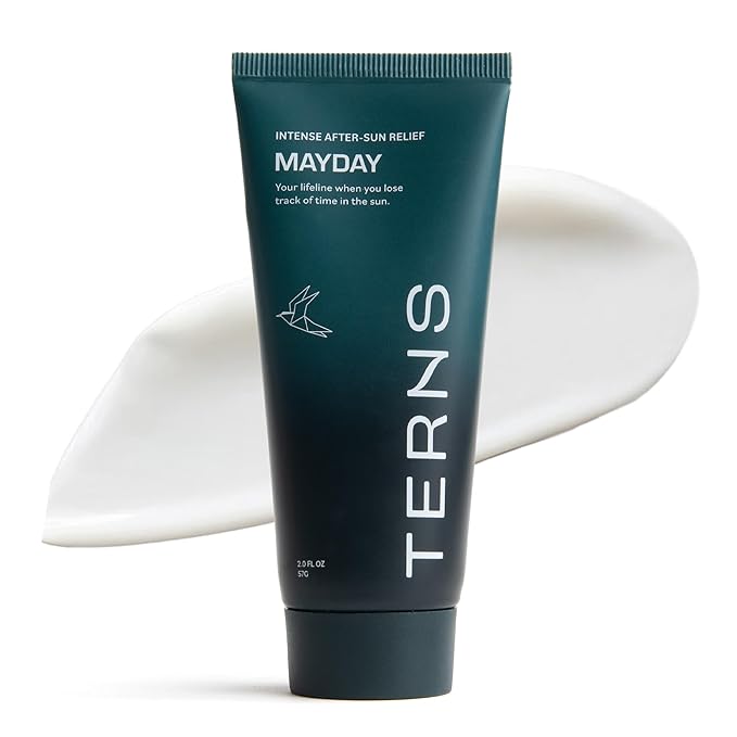 TERNS Mayday Intensive After Sun Gel Cream, Cooling Skin Care for Sunburn Relief, 3X Marine Bioactive Complex with Niacinamide, Squalane, Shea Butter & Aloe, Travel Size, Fragrance Free, 2 Fl Oz
