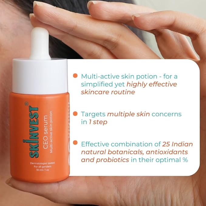 SKINVEST CEO 3 in 1 Serum Toner Moisturizer 50Ml Vitamin C with Niacinamide Hyaluronic Acid for Glowing Moisturized Skin Fights Acne Pimples Pigmentation Face Toner for Men Women for All Skin Types