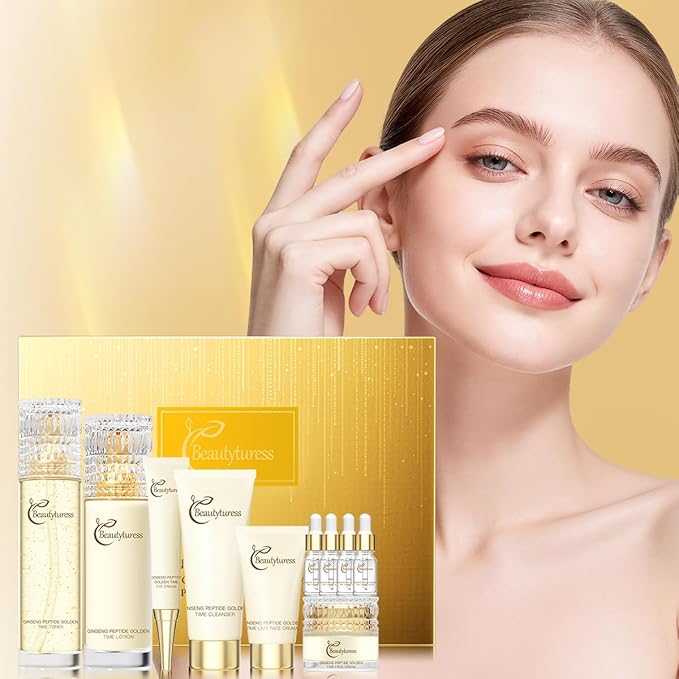 10PCS Ginseng Extract Skincare Set, Including Cleanser, Toner, Lotion, Serum, Eye Cream, Face Cream, And Tone-Up Cream, Hydration And Firming, Anti-Aging And Wrinkle, Daily Routine.