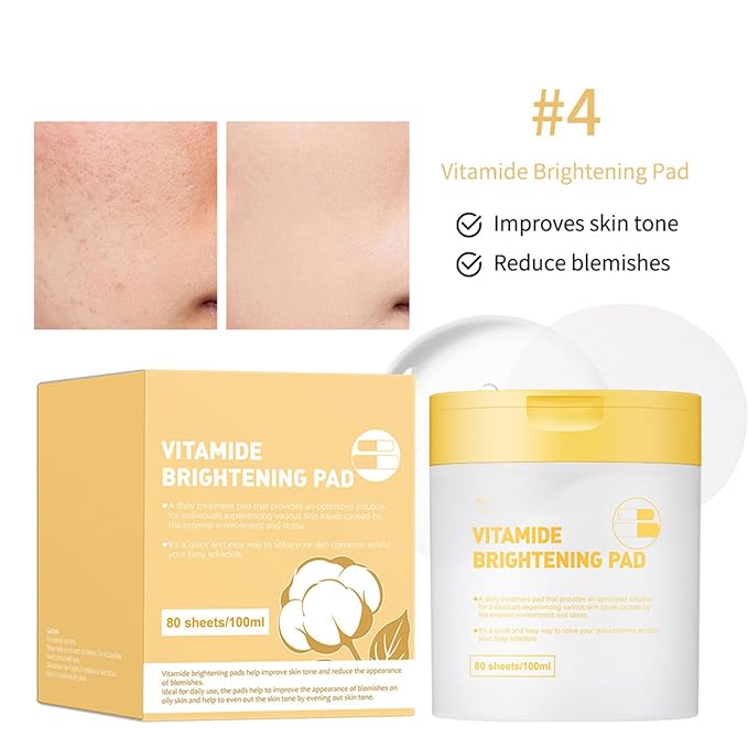 Aislor Facial Toner Pads, 1pc Round Collagen-Infused Ampoule Pad, Deep Moisturizing, Mild & Soft, Universal Skin Type Fit Vitamide Brightening Pad One Size