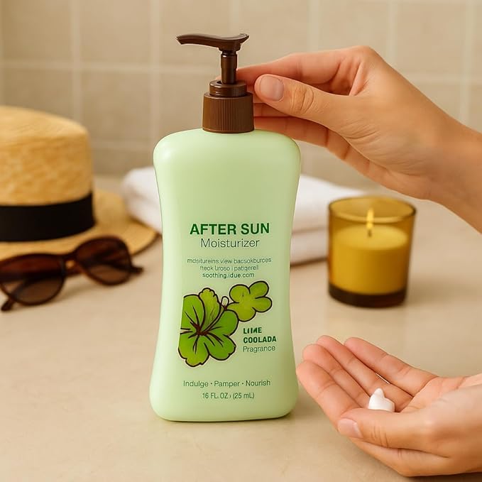 After Sun Moisturizing Lotion with Aloe and Coconut, Soothes and Hydrates Dry Skin, Lime Coolada Scent, Lightweight Daily Body Moisturizer, 16 fl oz for All Skin Types