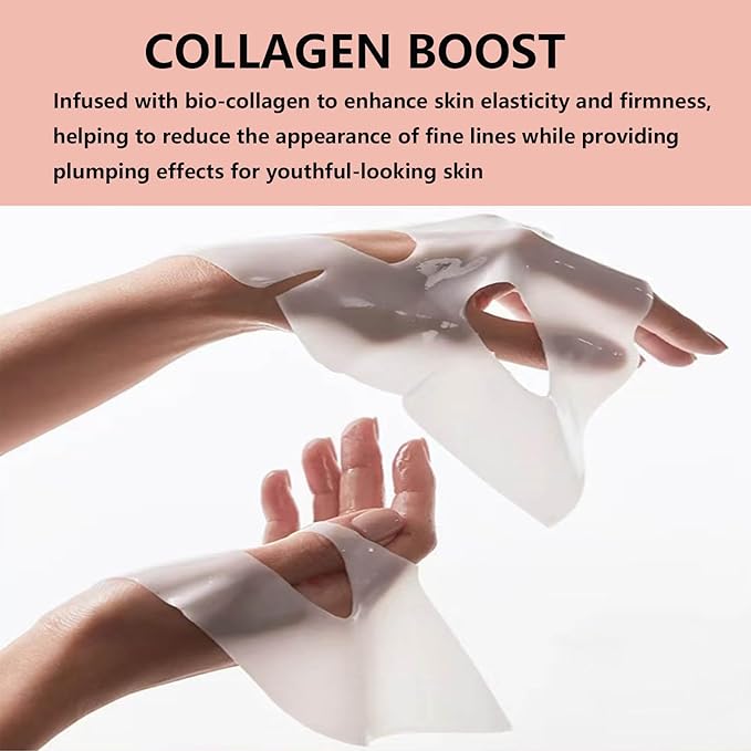 5ea Set Collagen Face Mask Bio-Collagen Real Deep Mask Hydrating Overnight Hydrogel Facial Mask Improves Skin Pore Minimizing Elasticity Plumping Improvement Korean Skin Care
