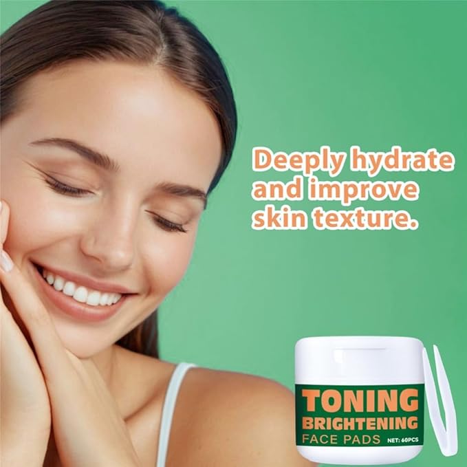 Toning Brightening Face Pads with Clip, Hydrating Facial Pad for Even-Looking Skin Tone & Daily Radiance Care 120 Pieces