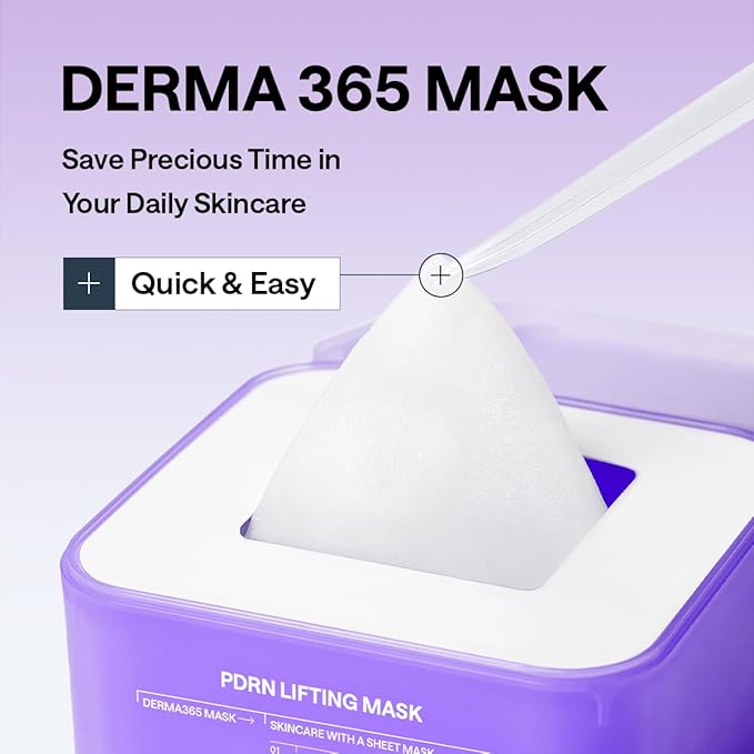 Mediheal Derma 365 Daily Mask [PDRN] 30 Sheets - Hyaluronic Acid for Deep Moisturization & Squalane for Restoring Skin Barrier, Korean Face Mask for Pore Care & Glow Skin