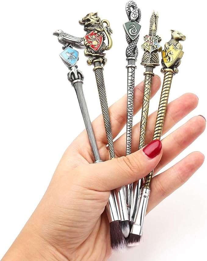 【2 Color Options】 Hary Pottter Gifts Metal Makeup Brushes Set Gifts Wi-zard Wand Makeup Brushes Set for Women Magic Eye Shadow Eyeliner Blending Lip Brush - Brushes Holder Pot Not Included