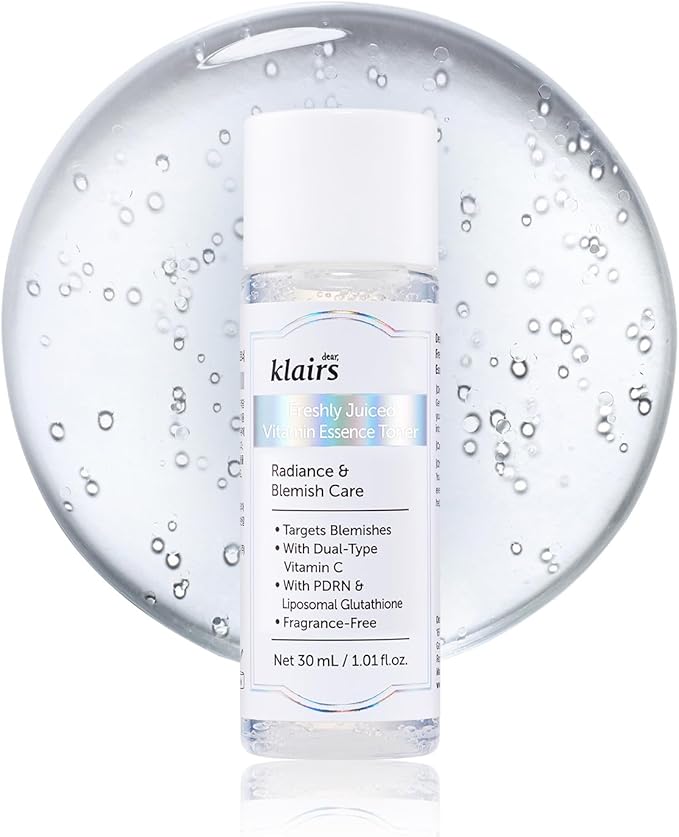 DearKlairs Freshly Juiced Vitamin Essence PDRN Toner, Liposomal Glutathione, Niacinamide, 8000 Vitamin C Capusules (1.01 Fl Oz (Pack of 1))