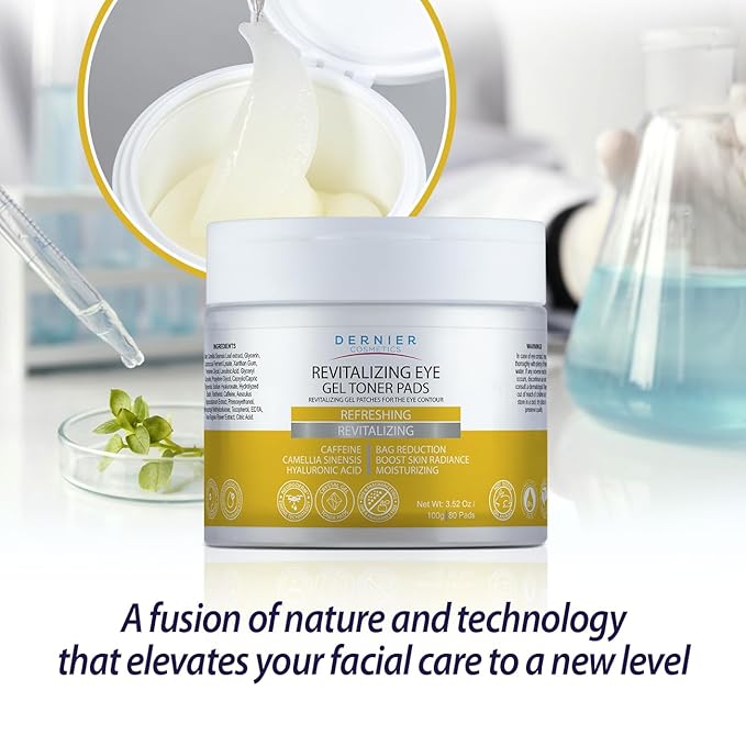 Dernier Under Eye Patches with Caffeine and Hyaluronic Acid | Beauty Skincare for Women – Puffy Eyes & Dark Circles Under Eye Treatment – Hydrate, Refresh and Rejuvenate Eyes Contour– 100g - 80 Pads
