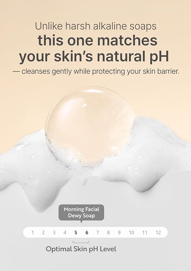 SEEDBEE Dew Face Wash Soap Bar, Moisturizing & Calming Facial Soap, Morning & Night Skincare Routine, Use After Makeup Removal, For Dry & Combination Skin Type, Vegan, Biodegradable, 100g/3.52 oz