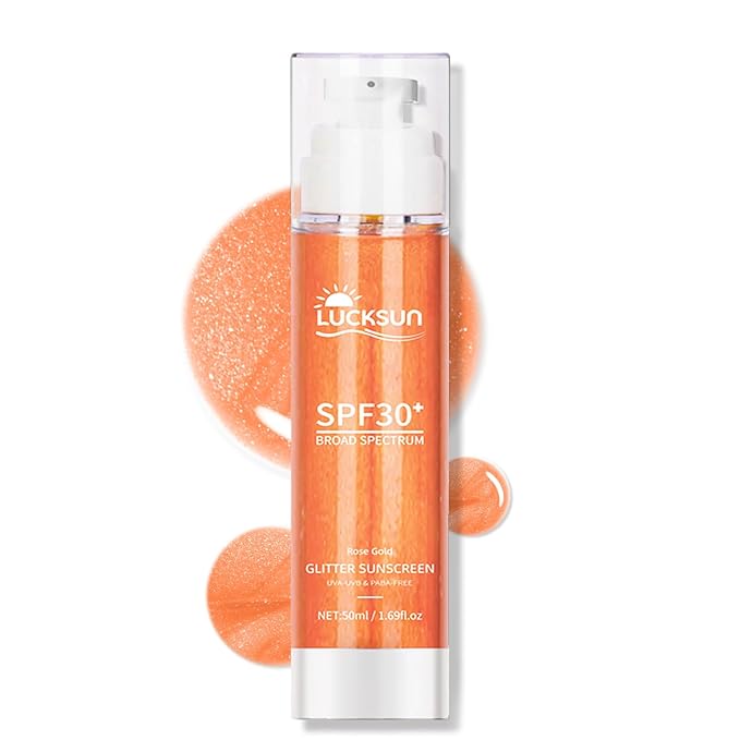 SPF 30 Sunscreen Body Glow Oil – Rose Gold Mica & Coconut Oil, Broad Spectrum Water Resistant Moisturizer, Lightweight Shimmer for Beach & Daily Use(Rose)