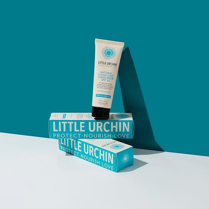 LITTLE URCHIN Natural Clear Zinc Sunscreen – SPF 30 Broad Spectrum – Water-Resistant, Vegan, Reef Safe – 22.75% Zinc Oxide – 3.4 oz