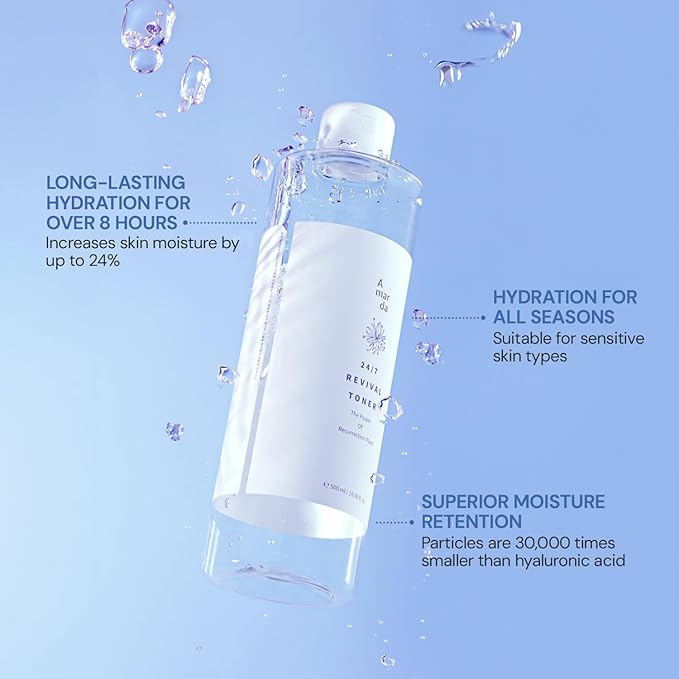 A MAR DA 24/7 Revival Toner 500ml (16.9 fl.oz.) Hydrating & Calming Facial Toner for Sensitive Skin, pH-Balancing, Deep Hydration with Centella Asiatica, Glycoin, Glacier Water