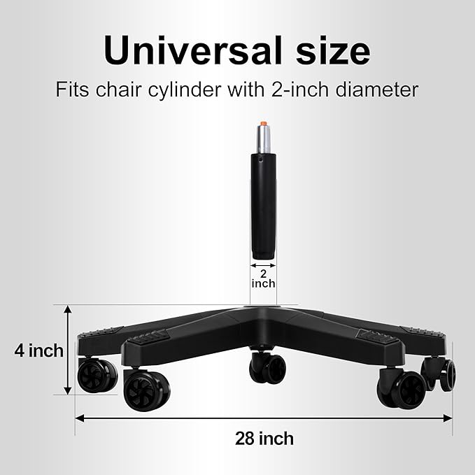 Frassie 28 Inch Heavy Duty Nylon Gaming Office Chair Base Replacement Part with 5 Casters