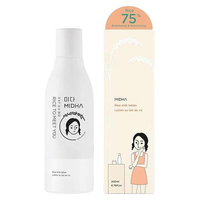 MIDHA RICE MILK LOTION, 6.76fl.oz/200ml, Deep Hydration, Soothing Care, Lightweight Nourishment – Smooth Skin Texture, Radiant Finish, Glowing Complexion
