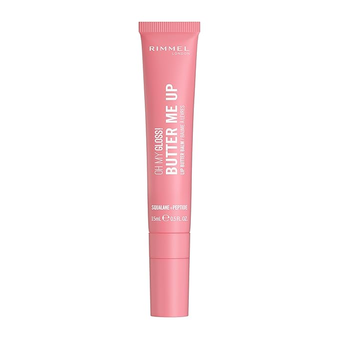 Rimmel London Oh My Gloss Butter Me Up Lip Butter Balm 003 Bubble Gum, Hydrating Lip Balm, Tinted Lip Balm, Lip Care, Hydration, Nourishing, Squalene