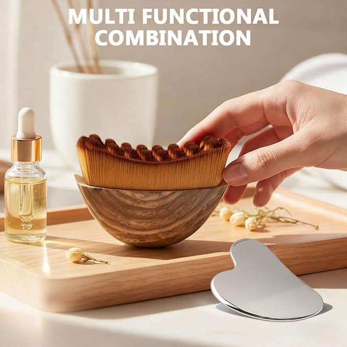 Lymphatic Drainage Face Massager & Guasha Tool, Dry Facial Gentle Beauty Tool, Lymphatic Drainage Massager Soft Brushing for Chin & Jawline Sculpting, Fit The Skin Precisely, Relieve Fatigue