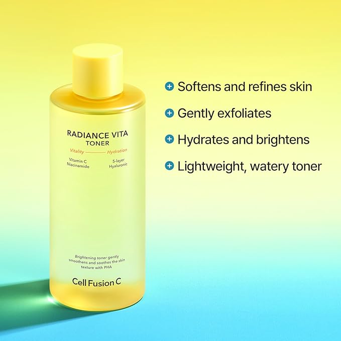Cell Fusion C Radiance Vita Toner, UREA + Vitamin C + PHA - Facial Toner for Bright, Glowing Skin, 10.1 fl.oz / 300ml - Skincare for Face