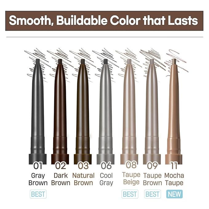 PERIPERA Speedy Skinny Brow (06 Cool Gray),1.5mm Precise Eyebrow Pencil, Dual-Sided Fine Tip Shades, Define Fills Brow Make up, K Beauty, Korean Make-up
