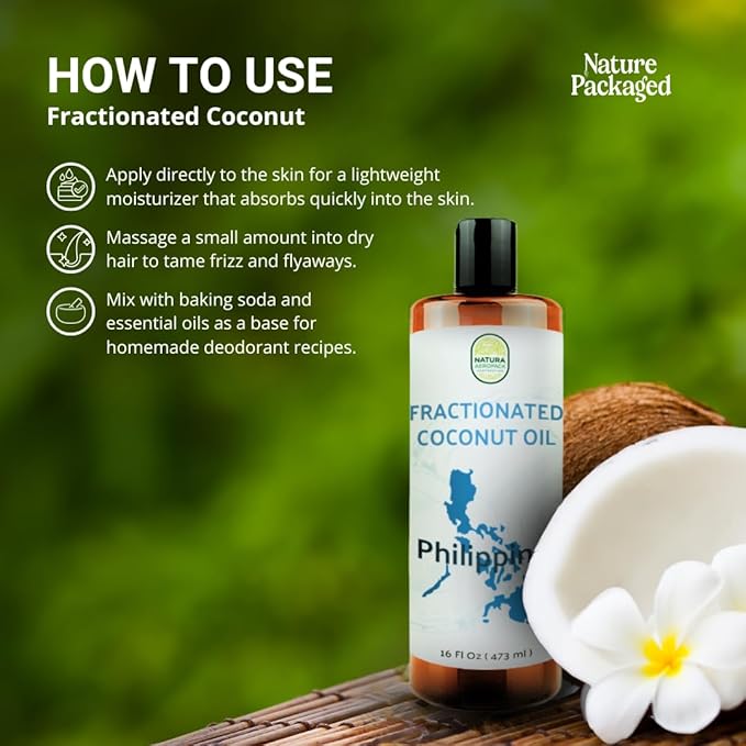 Fractionated Coconut Oil - Sourced Directly from our Farm Partner in the Philippines - Carrier Oil for Diluting Essential Oils, Body, Hair, and Skin Moisturizer - (32oz)