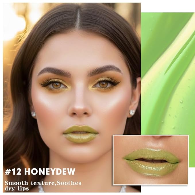 evpct Nourishing Moisturizing Tinted Lip Balm for A Sheer Tint of Color, Softens Smooths Hydrates Moisturizes Lightweight, Lip Care Gloss Plumper Stain for Women Dry & Chapped Lips,12# HONEYDEW