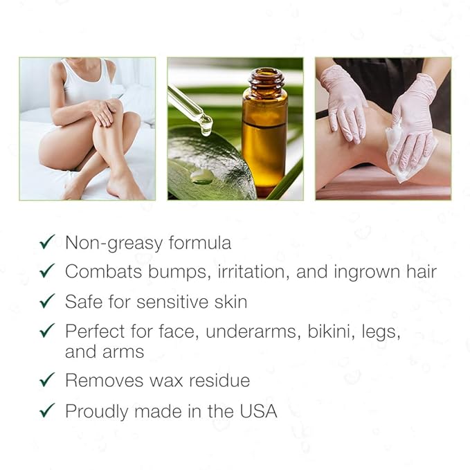 Clean + Easy Post Waxing Treatment, Azulene Oil – for Sensitive Skin, Soothes Irritation & Removes Wax Residue After Hair Removal, After Wax Care, 2 oz