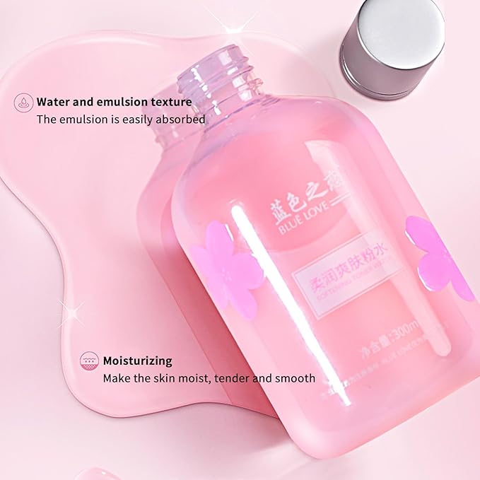 BLUE LOVE Pink Toner for Face - Hydrating & Soothing Water Formula with Hyaluronic Acid, Refines Pores, Balances pH, Gentle for Daily Use on All Skin Types