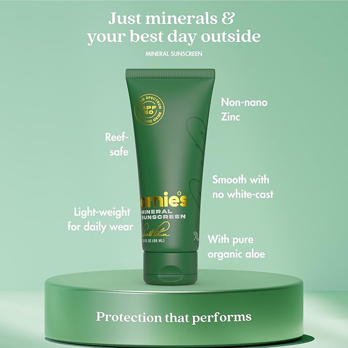 Arnie's Mineral Sunscreen SPF 50 by Arnold Palmer - Lightweight Tinted Formula, 100% Non-Nano Zinc Oxide, Ceramides + Aloe + Hyaluronic Acid, Reef-Safe Fragrance-Free, 3.0 Fl. Oz.