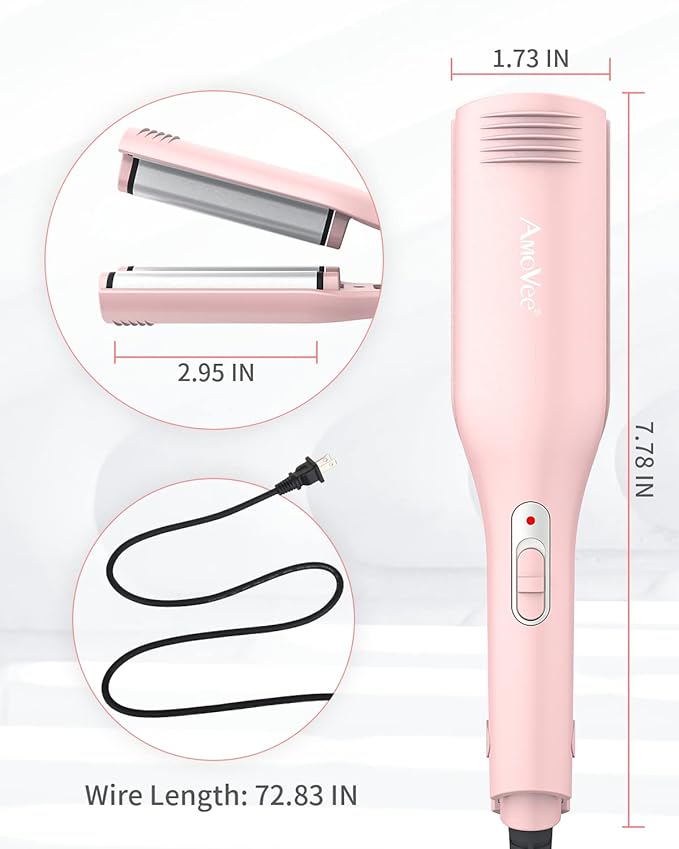 Hair Crimper, Professional 1/2 Inch Curling Iron, 3 Ceramic Barrels Hair Waver with Small Negative Ions, Dual Voltage for Home and Travel