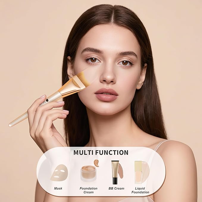 DUcare Flat Foundation Brush,Korean Makeup Brush Liquid Fish Tail Thin Makeup Face Brush for Blending, Cream,Foundation Brushes Makeup Tool for Seamless Application