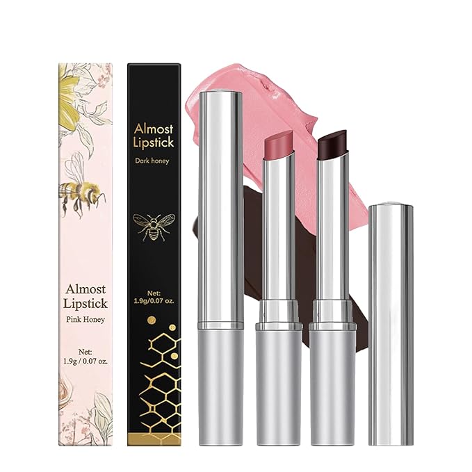 Honey Black Lip Balm Hydrating Sheer Lipstick,Pink Honey Lipstick for Women,Natural Glossy Lips Balm,Nourishing and Hydrating Lip Gloss for All Skin Tones(Black+Pink Honey Blam)
