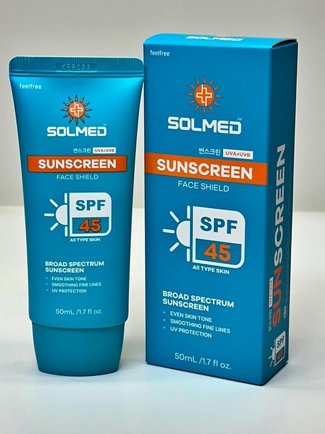 SOLMED Face Shield Sunscreen, SPF 45 Broad Spectrum, UVA+UVB Protection, 1.7 fl oz