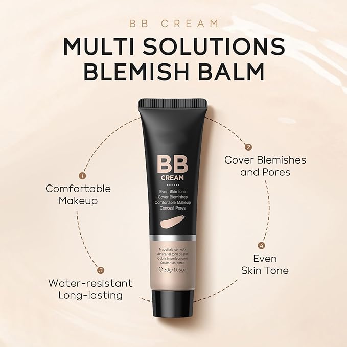 Tinted Moisturizer BB Cream, Moisturizes & Conceals, Buildable Coverage, Natural Finish, Brighten Skin Tone, Cover Blemishes,Flawless Skin Enhancer,Illuminator for All Skin Types,480 Coffee