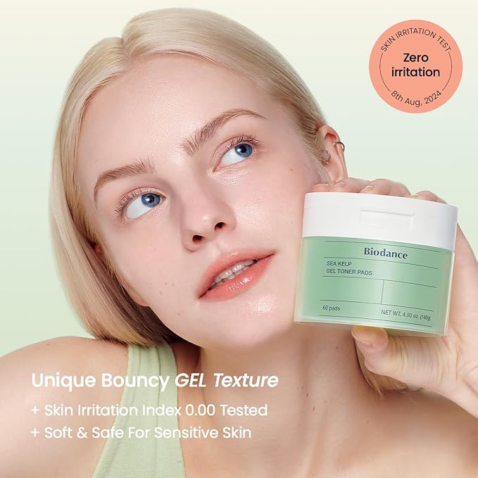 BIODANCE Sea Kelp Day & Night Gel Duo: Sea Kelp Mask & Toner Pads Set, Calming, Soothing, Oil Sebum Control for Sensitive Oily Skin, Korean Skin Care, Skin Care Set