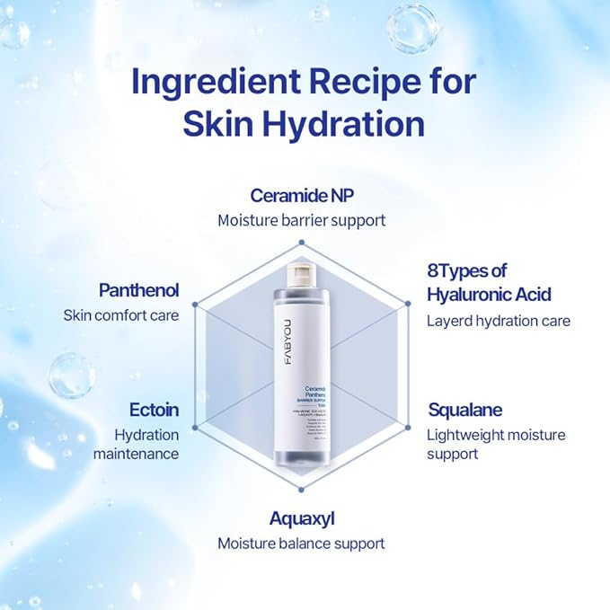 Ceramide Panthenol Barrier Support Toner 10.14 fl oz - Hydrating Facial Toner for Sensitive Skin, Barrier Repair & Soothing with 8 Types of Hyaluronic Acid, Korean Skincare