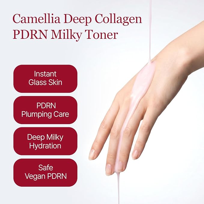 ROUND LAB Camellia Collagen PDRN Milky Toner 5.07 Fl Oz, Hydrating Elasticity-Boosting Glass Skin Toner with Low Molecular Collagen and Camellia Flower Extract, Milky Glow Texture, Korean Skincare