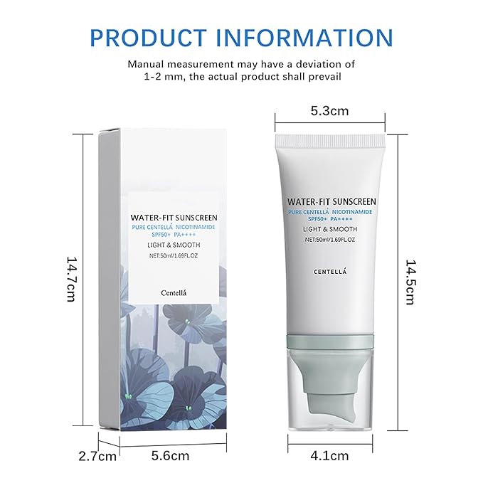 2Pcs Centella Sunscreen SPF 50, Lightweight Hyaluronic Acid Centella Asiatica Moisturizing Sunscreen, Face Sun Screen Long-Lasting Protection, Centella Madagascar Moisture Cream(1.69 fl.oz, 50ml)*2