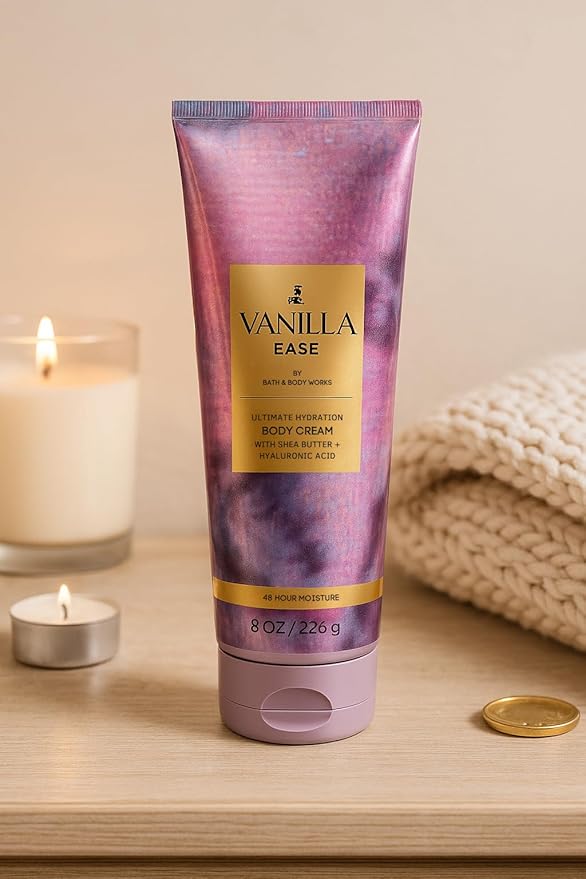 Bath & Body Works Vanilla Ease Ultimate Hydration Body Cream, 8 oz / 226 g – Aloe, Shea Butter, Cocoa Butter, 24-Hour Moisture (1)