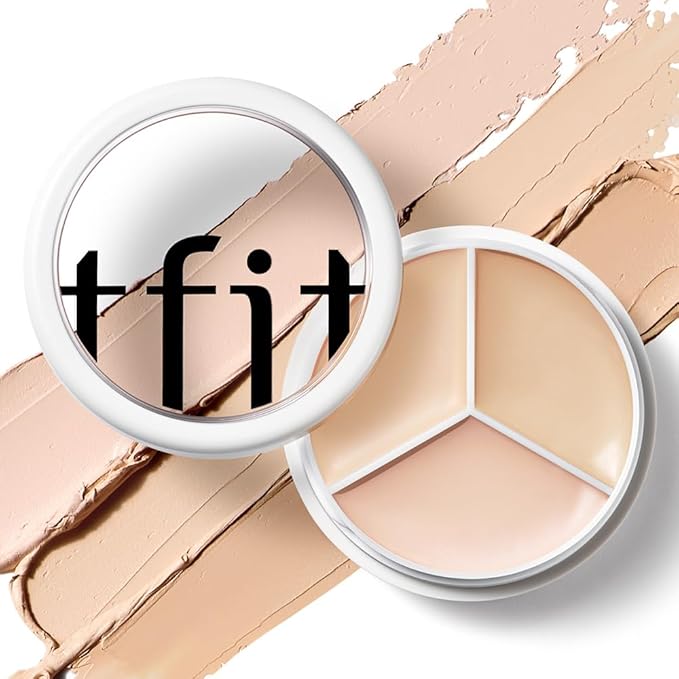 Multi-Use Pot Concealer - Triple Palette | High-Pigmented, Full Coverage & Crease-Proof | Korean Concealer for Dark Circles, Redness & Blemishes (00 Light, 0.52 Oz)