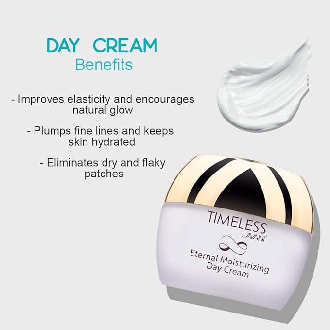 Avani Timeless Eternal Moisturizing Day Cream | Enriched with Collagen, Caviar, & Vitamin E | Smooths Wrinkles Leaving Skin Soft & Refreshed - 1.7 fl. oz.