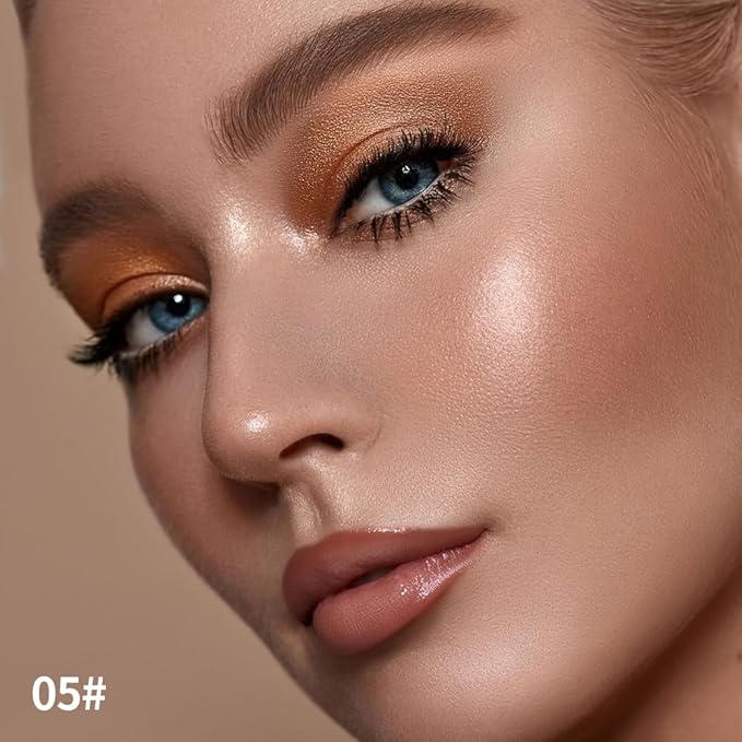 Shimmer Eyeshadow Stick –Copper Bronze Dual-Ended Creamy Pearl Eye Shadow Pencil with Built-In Smudger, Waterproof Long-Lasting High Pigment Eye Makeup for Smooth Glide 04#