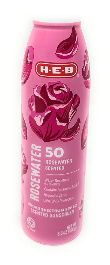 HEB Sunscreen Spray SPF 50 5.5oz Broad Spectrum - 1 Bottle (Rosewater)