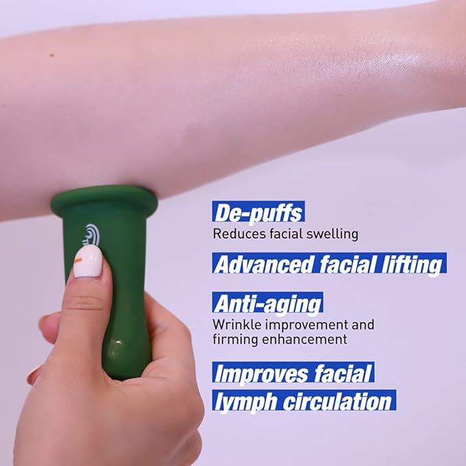 TROIAREUKE Lifting Cupping Therapy / Facial Cupping Therapy Kit, Korean Face Massager / Cupping For Wrinkles, Facial Lifting, lymph Circulation, Muscle Relaxing, Slimming, Wrinkles and Eye Puffiness, Firming, Anti-aging, Korean Skin Care (GREEN)