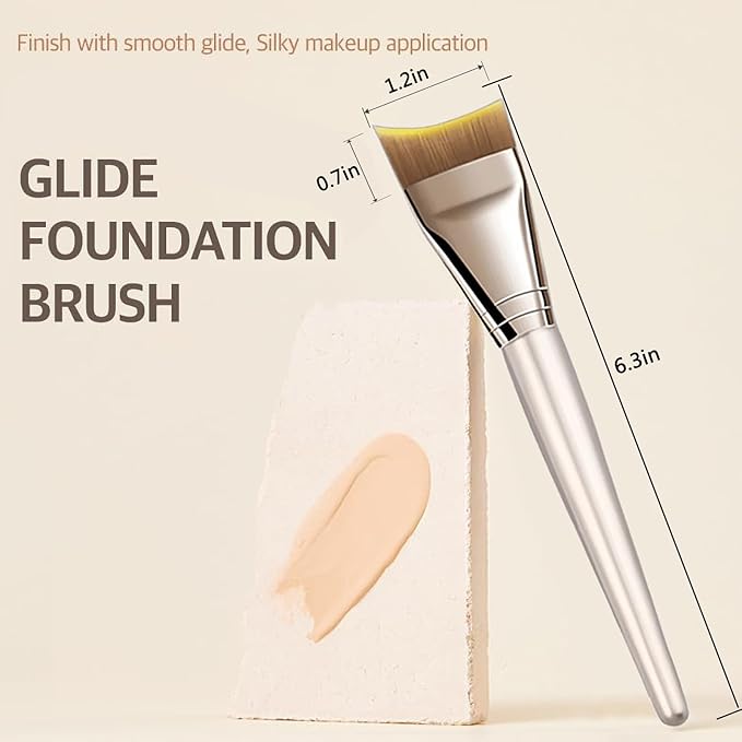 Foundation Brush, Angled Makeup Brush Ultra Thin Facial Brush Fast Flawless Face Mask Brushes for Blending Liquid Foundation, Blending Cream, Gold